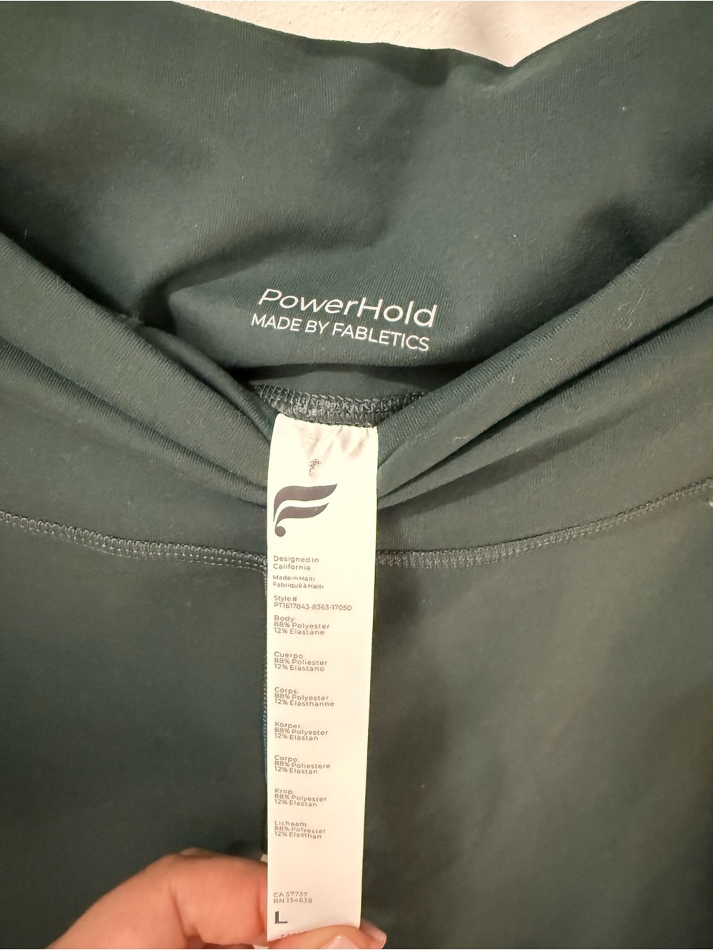 EUC Fabletics powerhold leggings size L forest green - Picture 2 of 5